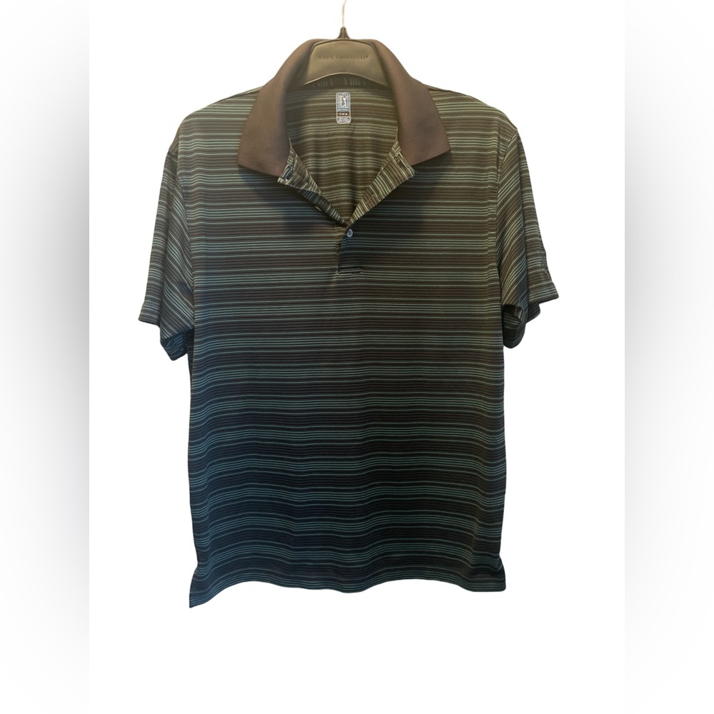 PGA Tour Striped Polo Shirt - green